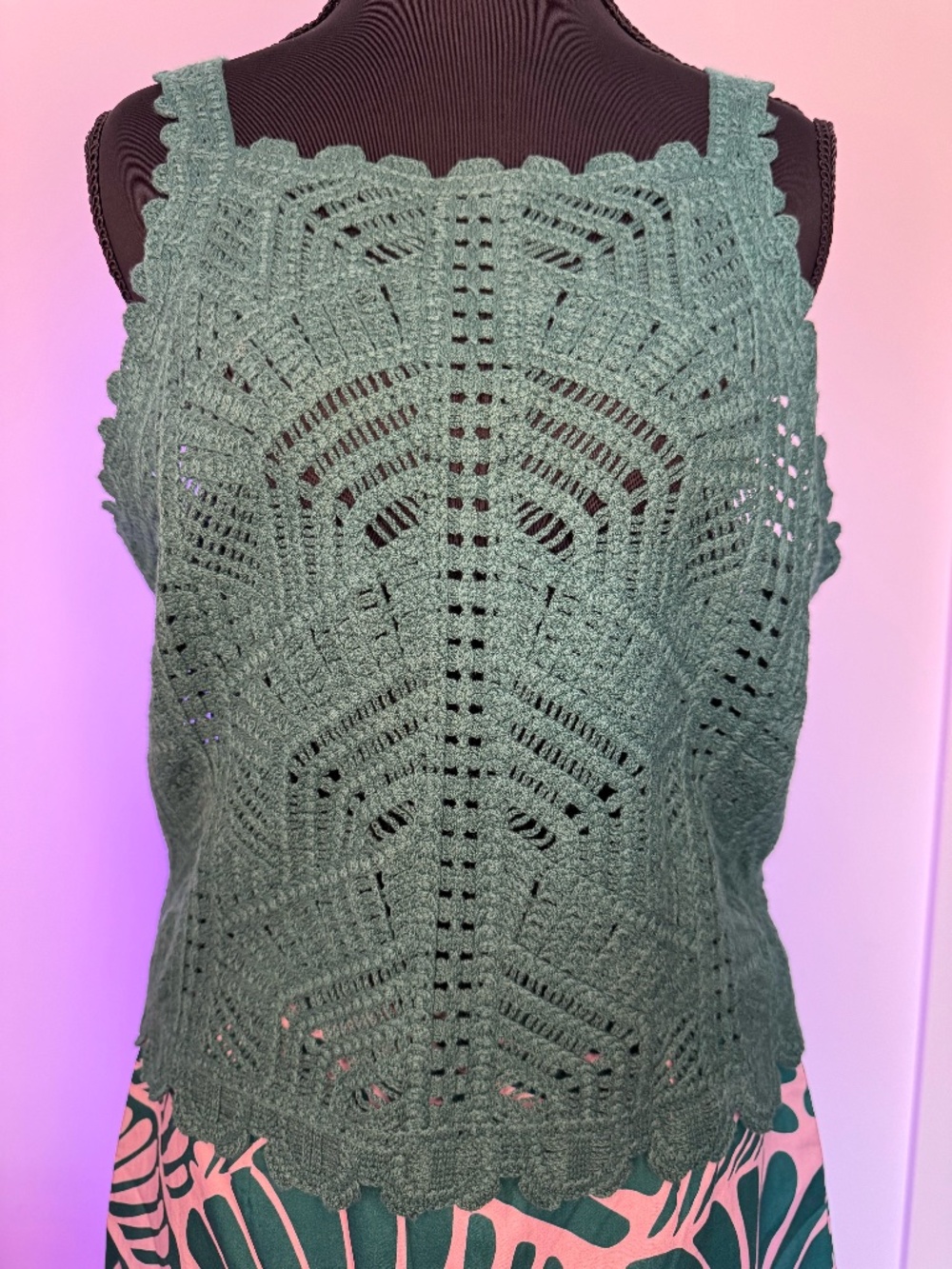 Melissa Nepton Green Crochet Tank Top NWT Size M